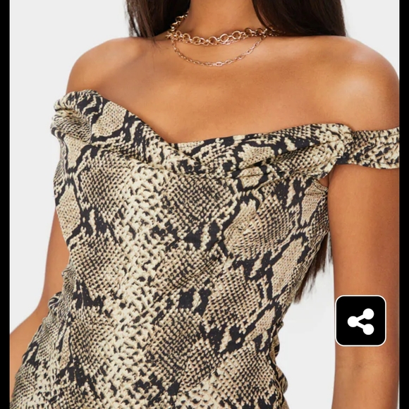 SNAKE PRINT CORSET BARDOT JUMPSUIT - Picture 6 of 7